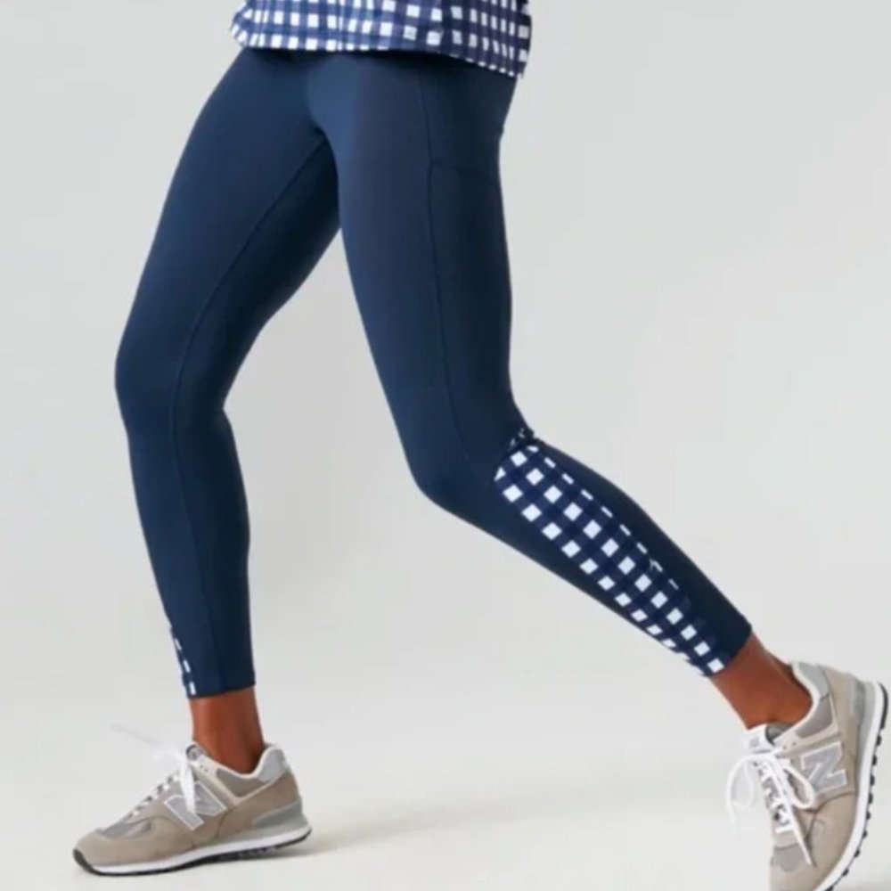 Tuckernuck Sport Navy and Trellis High Rise Compression Legging